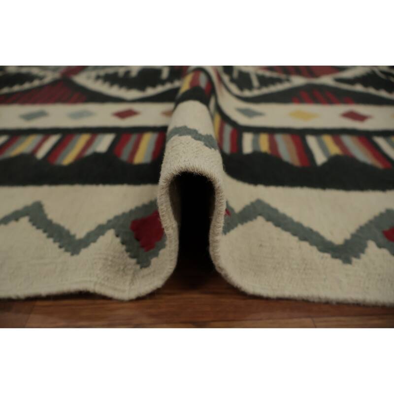 Hand Woven Oriental 100% Wool Carpet Southwestern Tribal Black Kilim Area Rug - 11' 6'' X 8' 4''