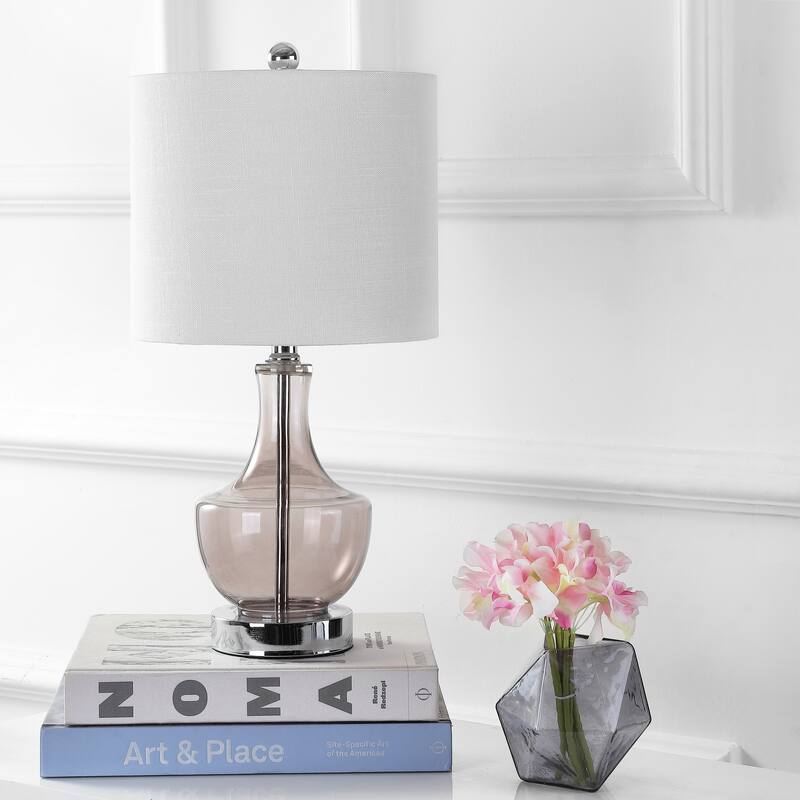 Colette 20" Mini Glass LED Table Lamp, Silver by JONATHAN Y