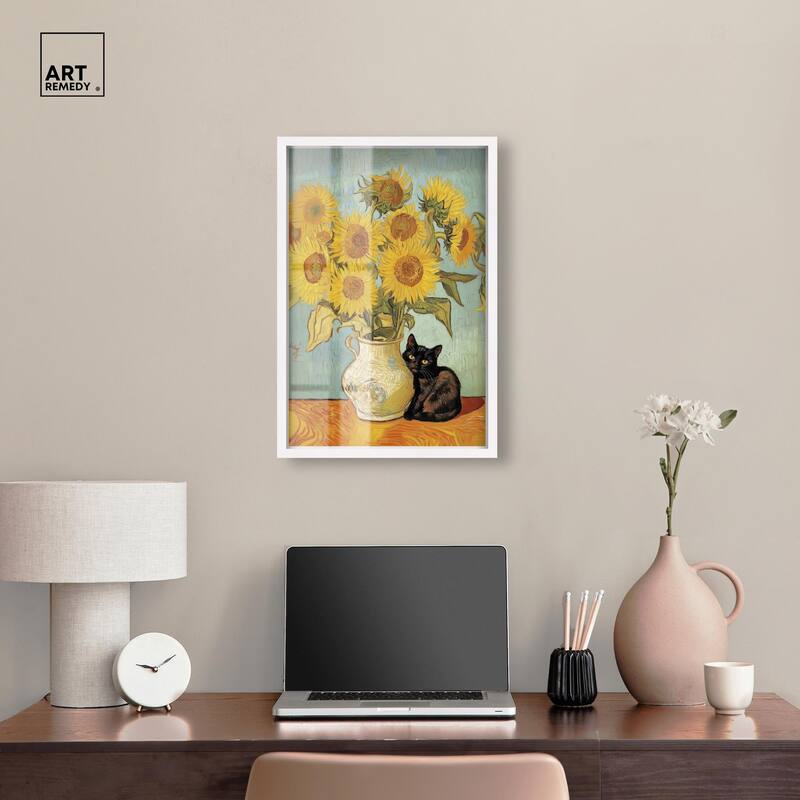 Sunflower Kitten Shadowbox by Art Remedy