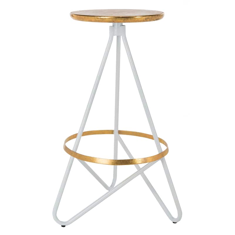 SAFAVIEH Ortrud 30-inch Bar Stool - Silver / Leaf - 16.5" x 16.5" x 24" - 18Wx17Dx30H