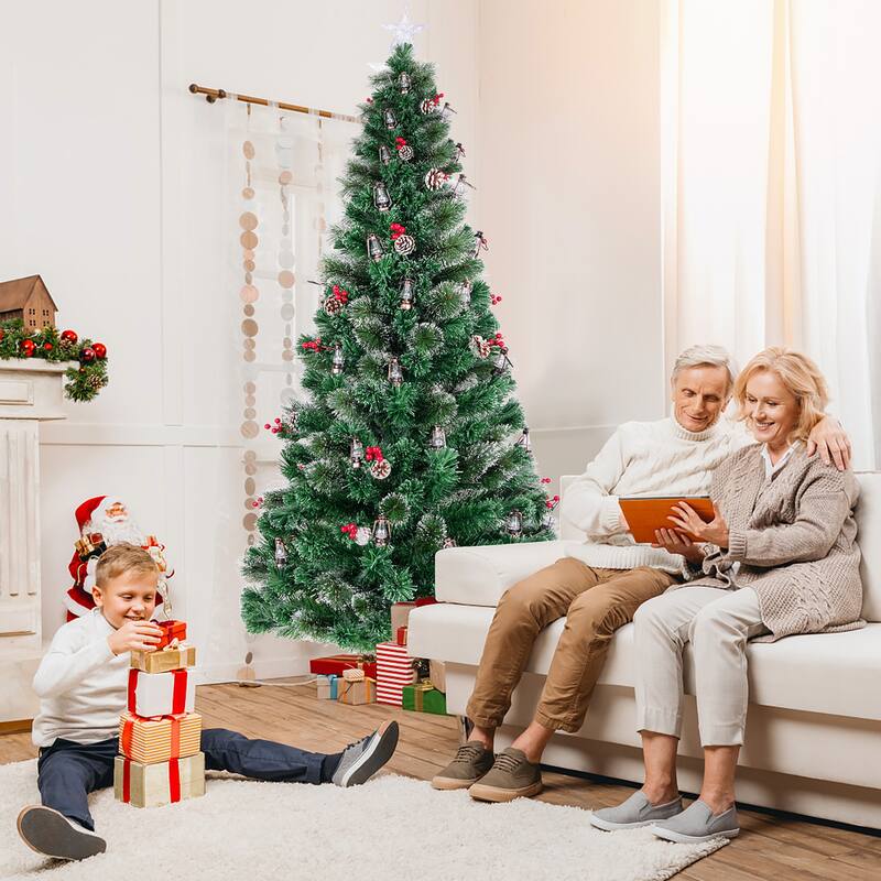 Gymax 5/6/7 FT Christmas Tree Artificial Xmas Tree w/ 8 Lighting Modes - See Details