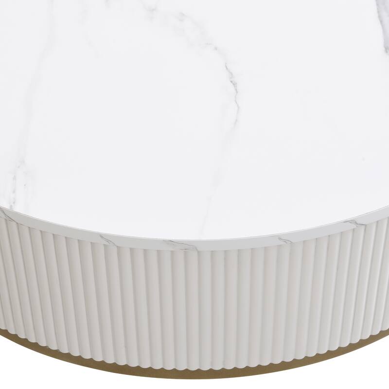 31.5 Inch Modern Round Coffee Table with Drawers