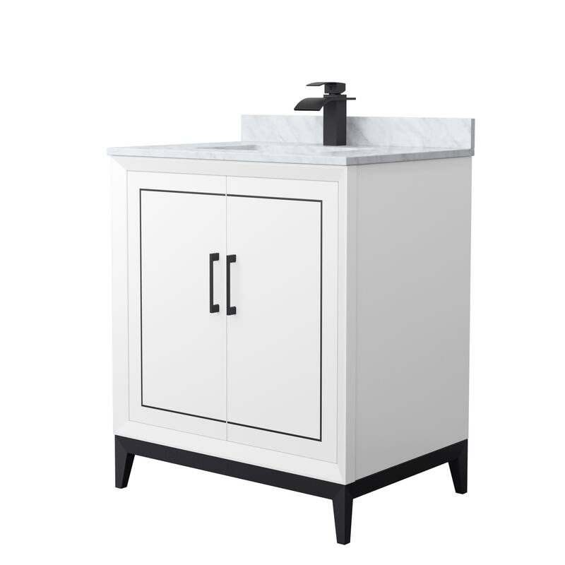 Wyndham Collection WCH515130S-NAT-UNSMXX Marlena 30" Free Standing - White / Matte Black Hardware