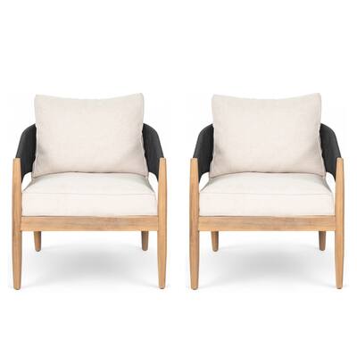 Christopher Knight Home - Lukas Rustic Acacia Patio Club Chair with Rope（Set of 2）.