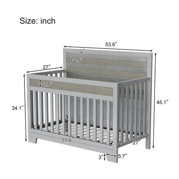 dimension image slide 1 of 6, Certified Baby Safe Crib, Pine Solid Wood, Non-Toxic Finish, JPMA Certified