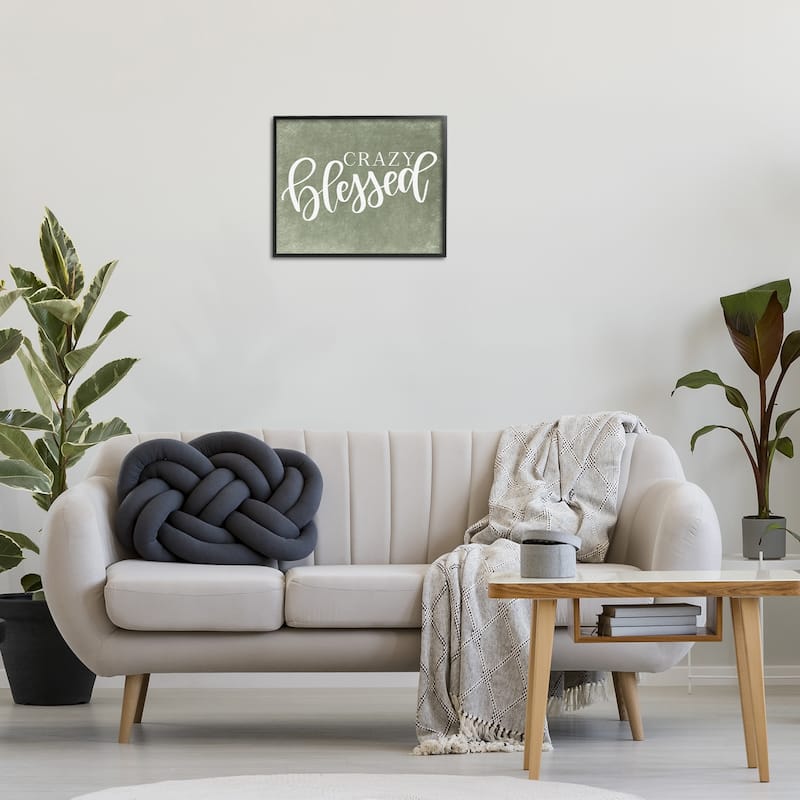 Stupell Crazy Blessed on Green Framed Giclee Art Design By Imperfect Dust