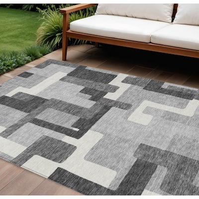 HomeRoots Abstract Transitional Rectangle Outdoor Rug