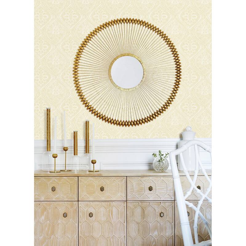 A-Street Prints Scout Light Yellow Floral Ogee Wallpaper
