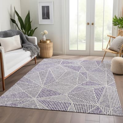 Machine Washable Indoor/ Outdoor Chantille Mosaic Geometric Rug