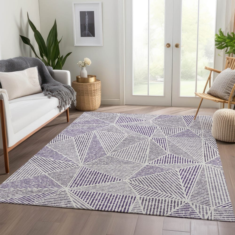 Machine Washable Indoor/ Outdoor Chantille Mosaic Geometric Rug