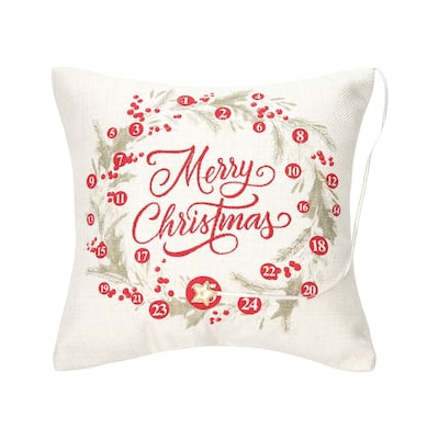 Merry Christmas Wreath Pillow
