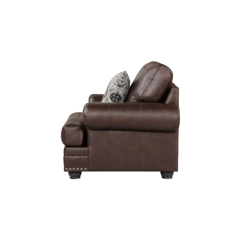 Faust Brown Faux Leather Living Room Set