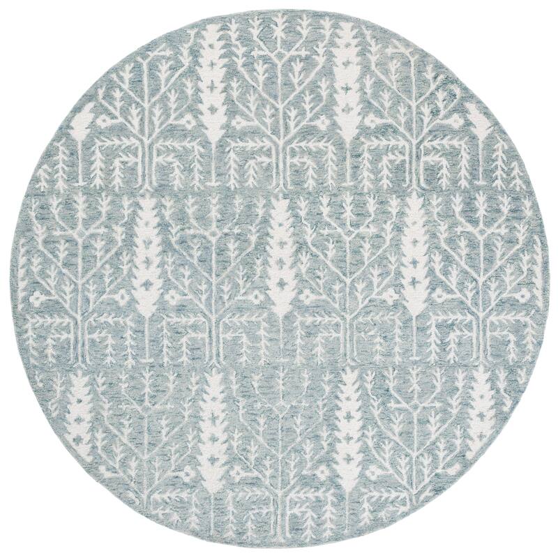 SAFAVIEH Handmade Jardin Timotea Wool Rug - 6' Round - Blue/Ivory