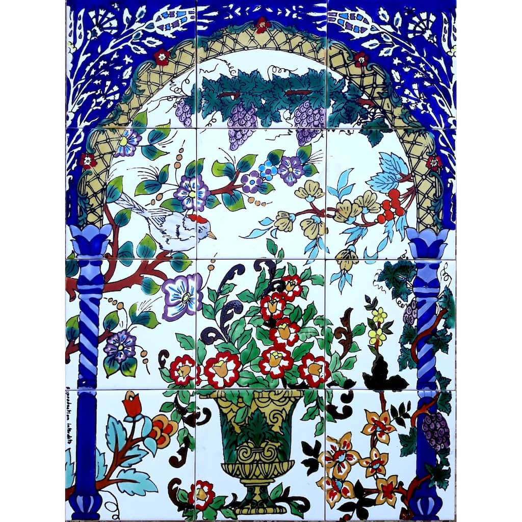 18x24 Garden Design Backsplash 12pc Mosaic Tile Wall Mural