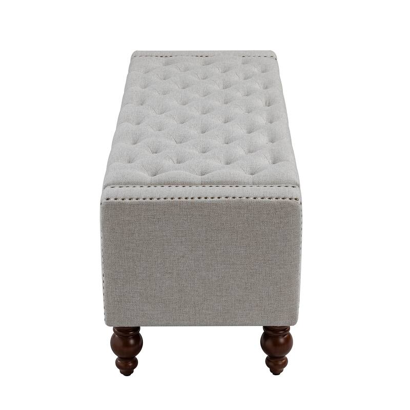 Felix Classic Button-Tufted Storage Bench With Nailhead Trims By HULALA HOME