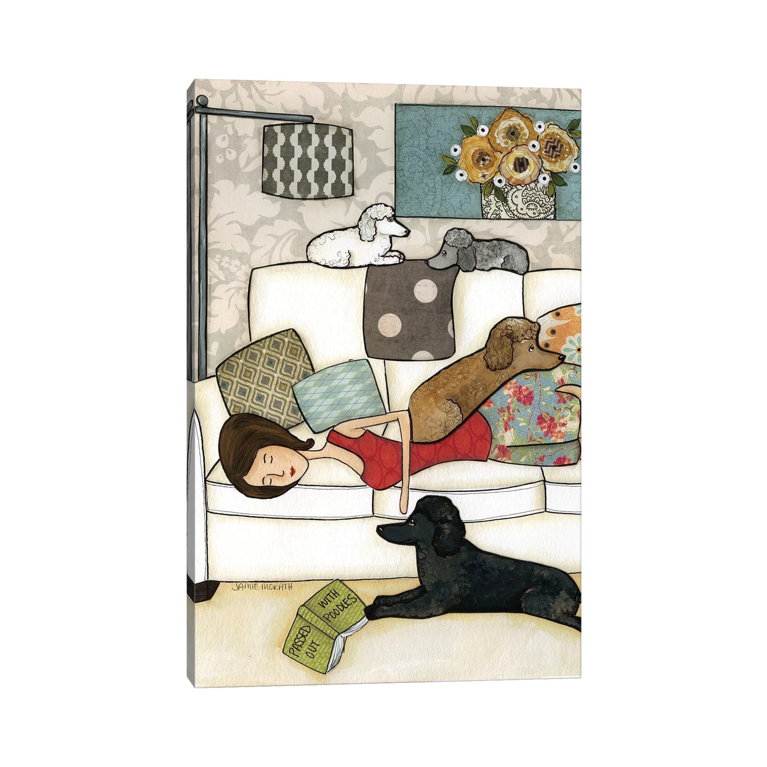 iCanvas "Passed Out With Poodles" by Jamie Morath Canvas Print