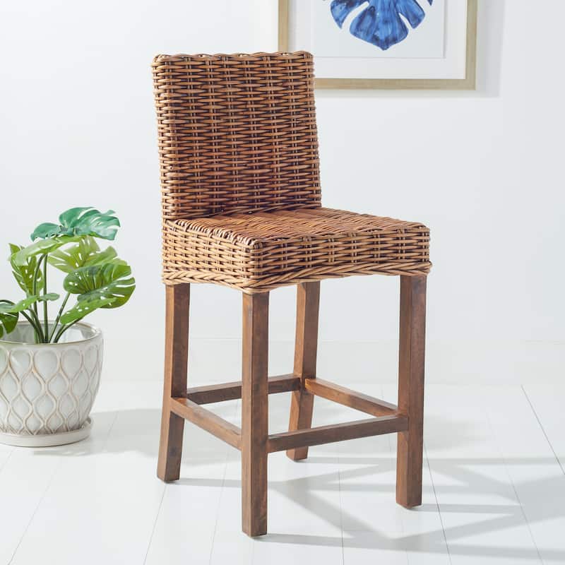 SAFAVIEH Nazmije Rattan 24-inch Counter Stool - 20Wx19Dx37H - Honey Brown Wash/Honey Brown Wash