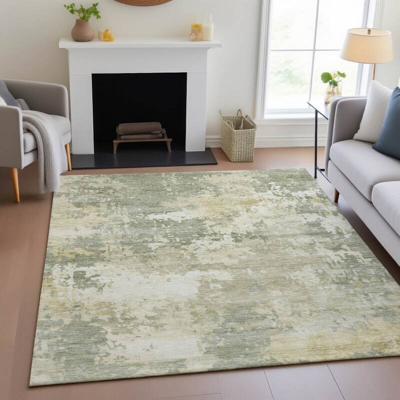 Machine Washable Indoor/Outdoor Contemporary Blend Chantille Rug