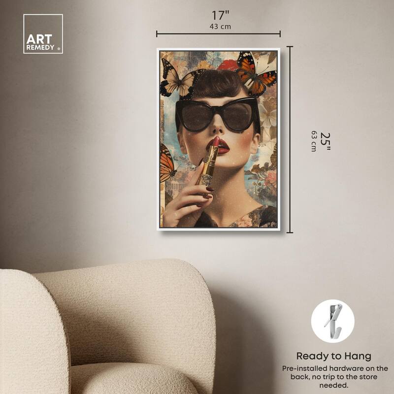 Iconic Lady Butterfly Collage II Canvas by Art Remedy