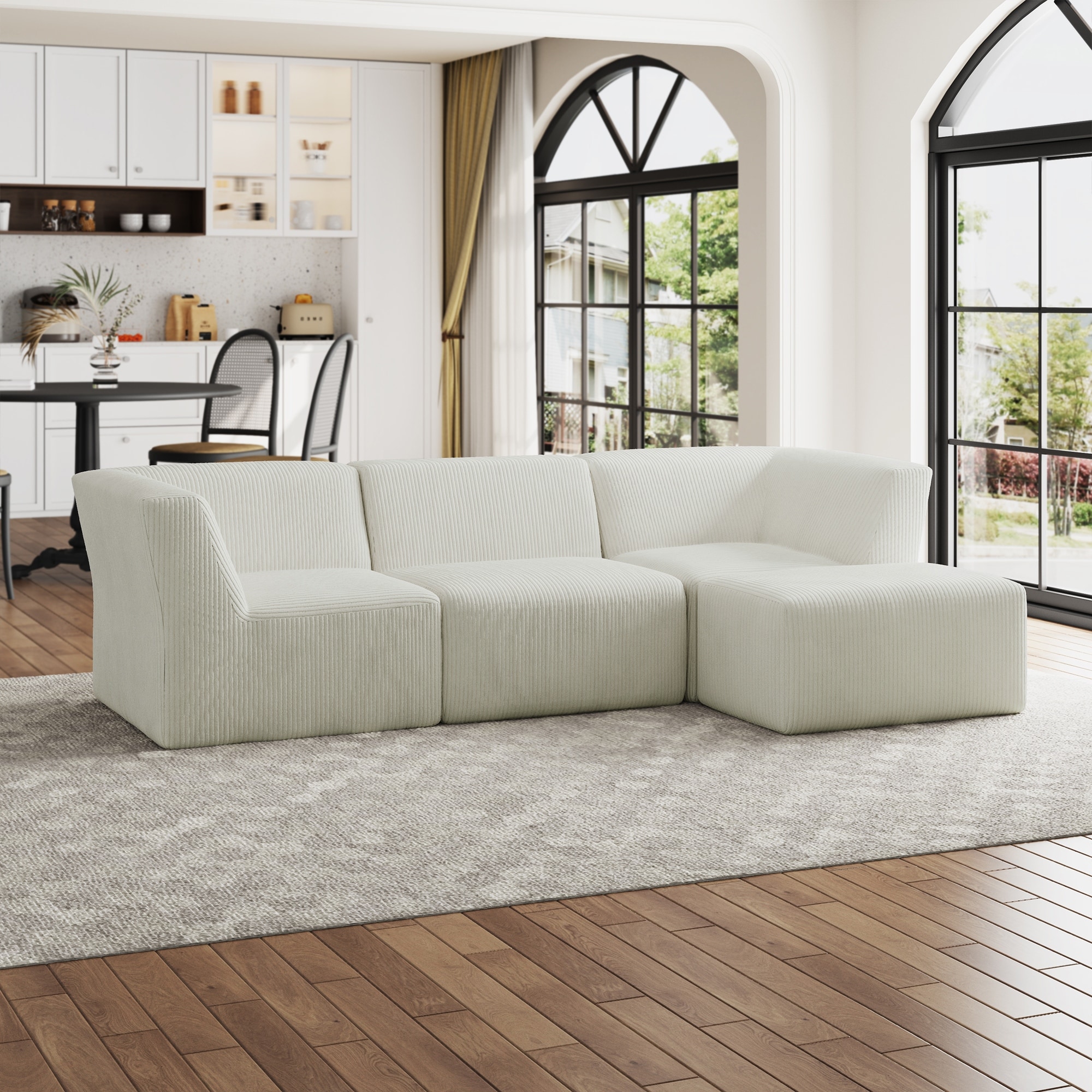 Modern Corduroy Fabric Loveseats Sofa Sectional Sofa