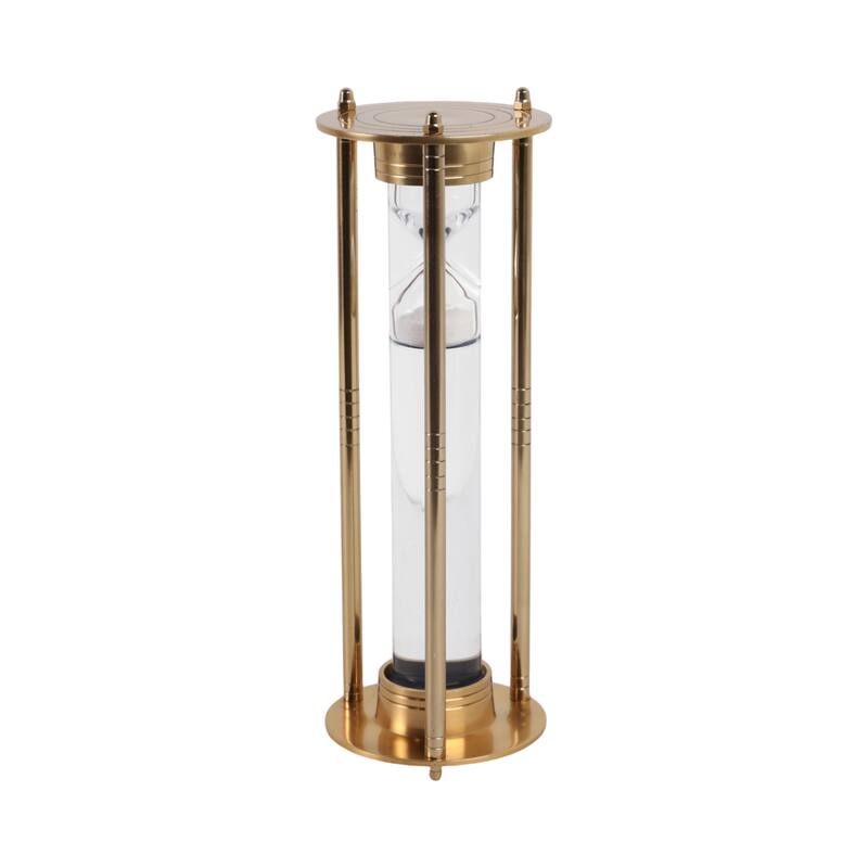 Metal Glass Hourglass Object Modern Metallic Home Office - 12" Gold - 4" x 4" x 12"
