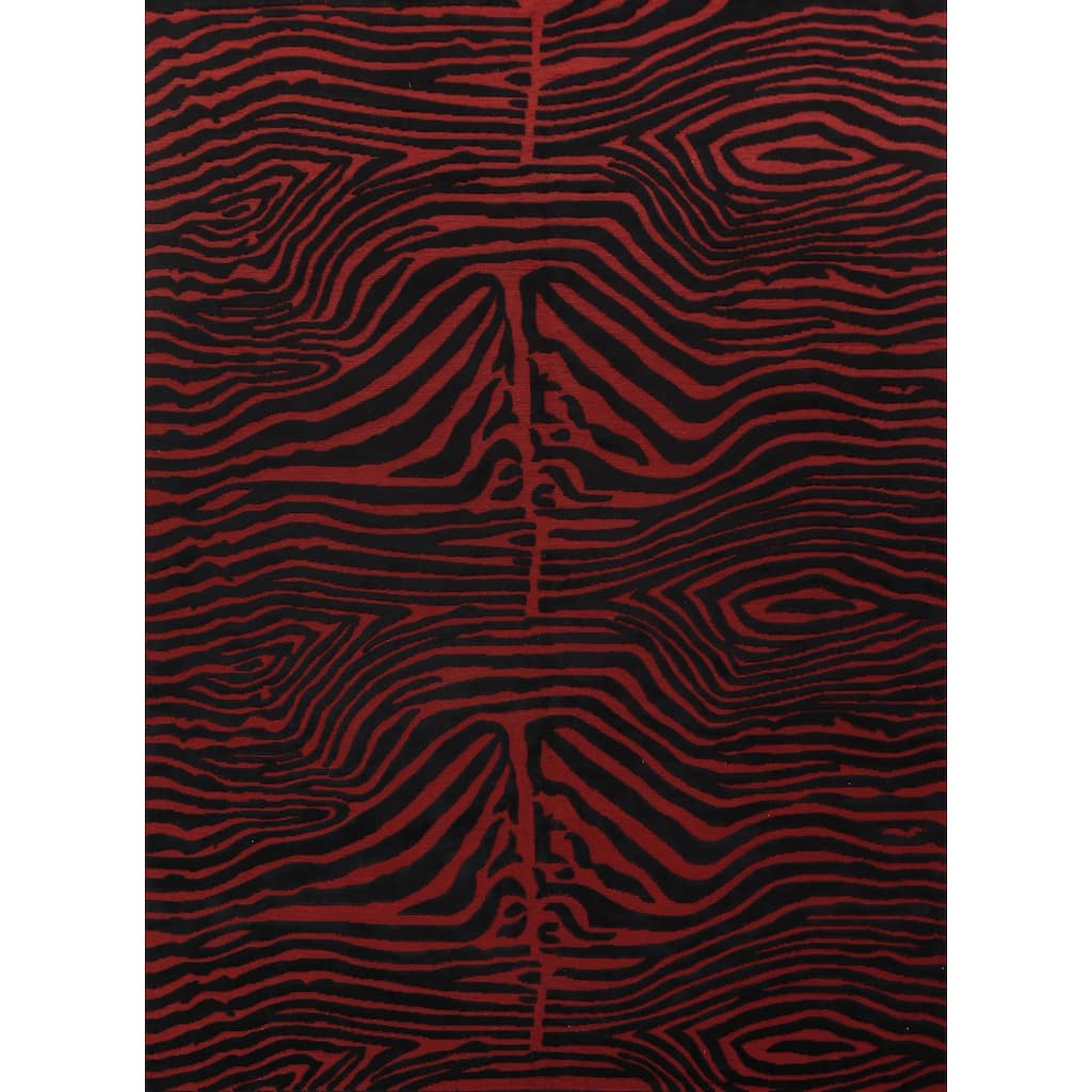 Vegetable Dye Animal Print Nepalese Area Rug Hand-knotted Wool Carpet - 10'1" x 12'0"