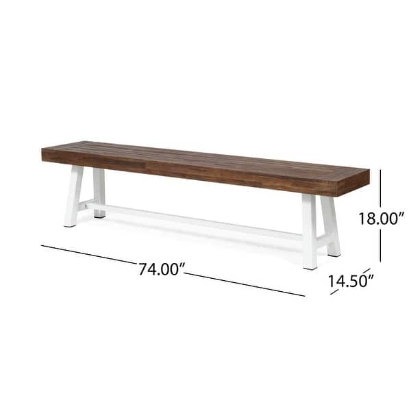 dimension image slide 3 of 4, Carlisle Acacia Wood Outdoor Bench by Christopher Knight Home