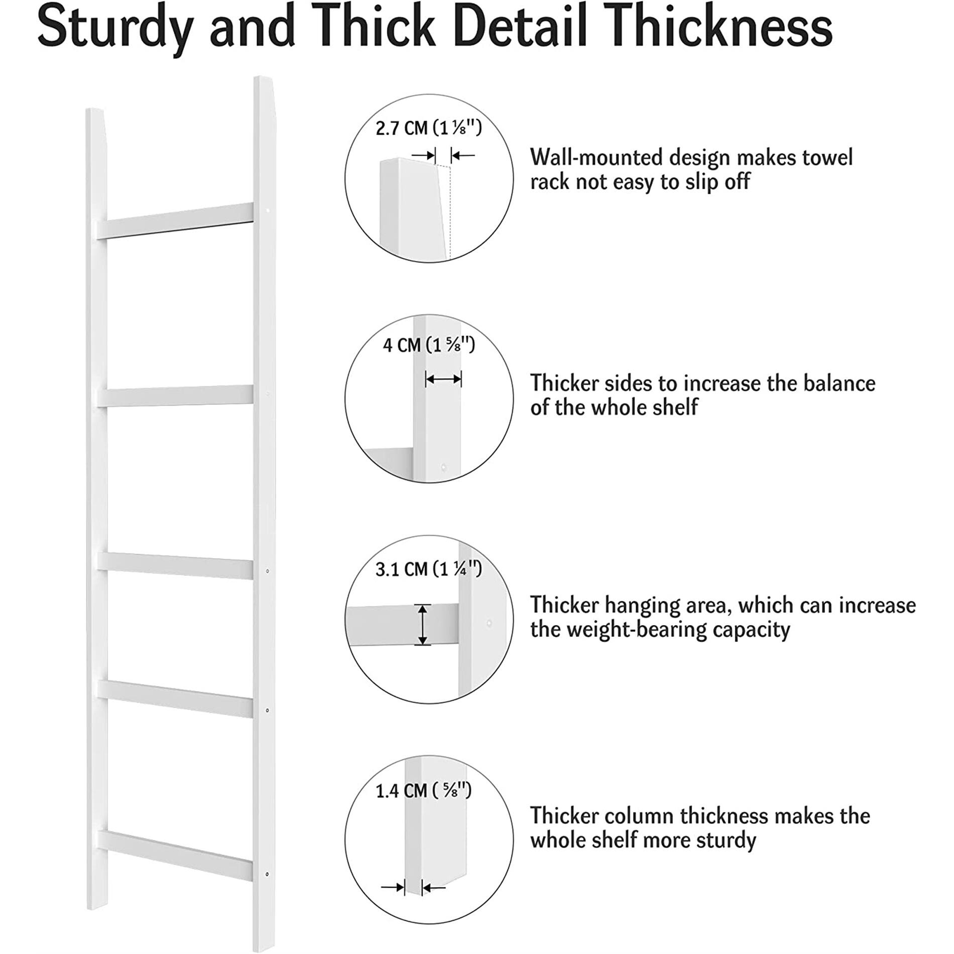 5Layer Towel Racks, Blanket Ladder with AntiSlip Construction On