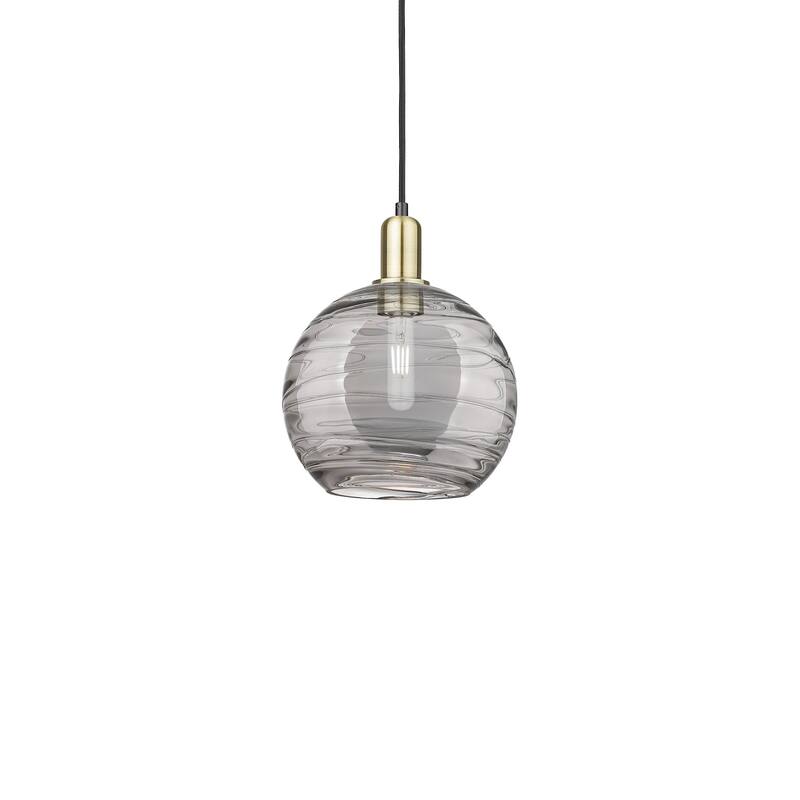 Innovations Lighting 716-1P-13-10 Athens Deco Swirl Pendant Athens - Black Antique Brass / Light Smoke Deco Swirl