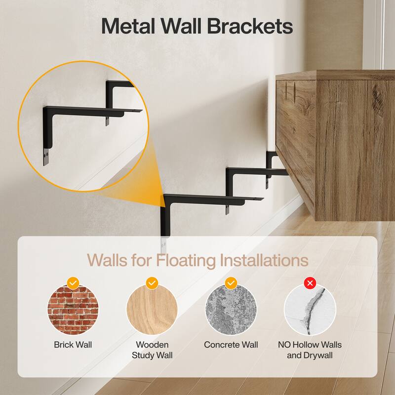 Floating TV Stand, Wall Mounted TV Console with Drawers, Floating Media Console Entertainment Center for Living Room, Bedroom