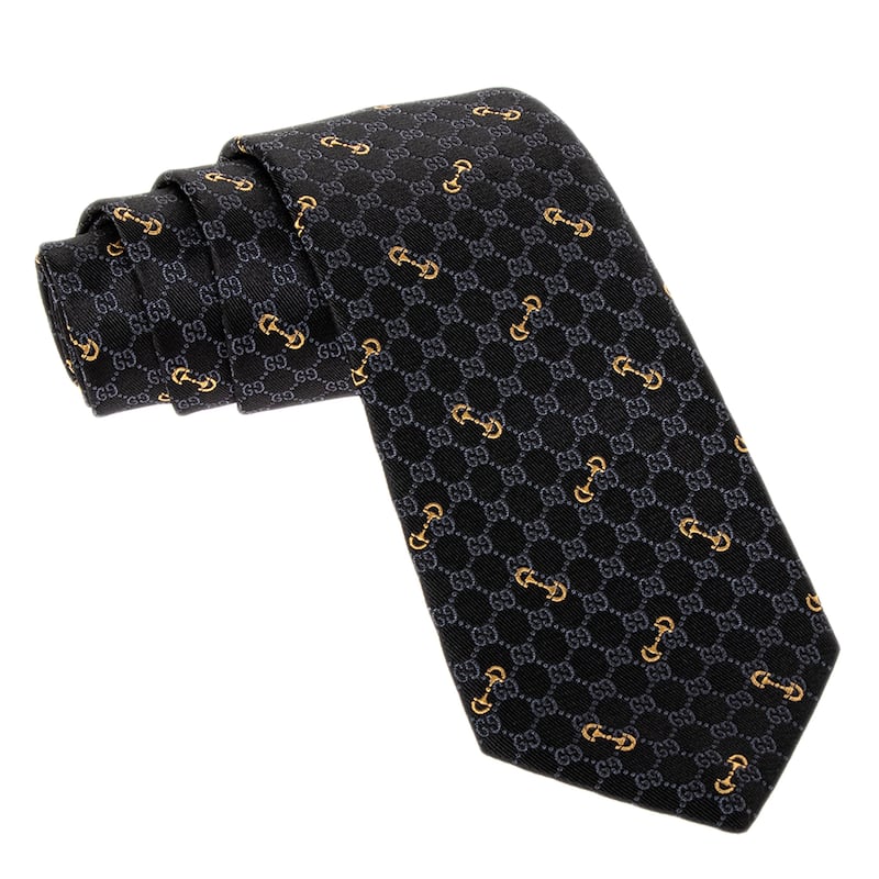 Gucci GG Silk Jacquard Tie - Black, Grey & Gold