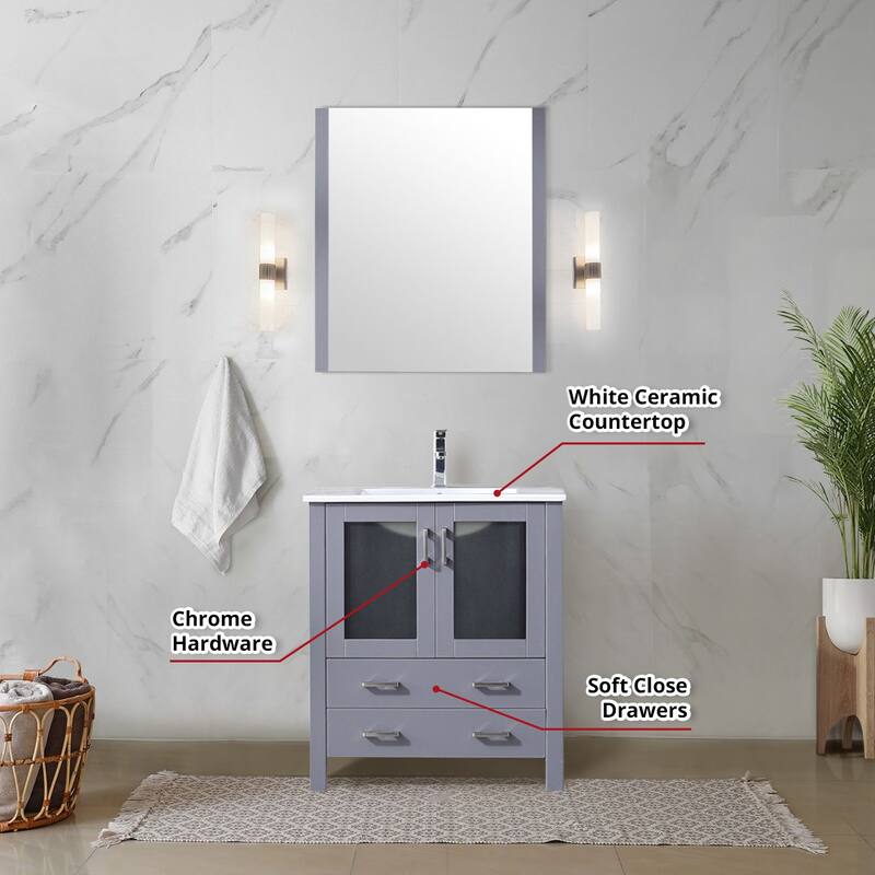Volez Bath Vanity and White Ceramic Top