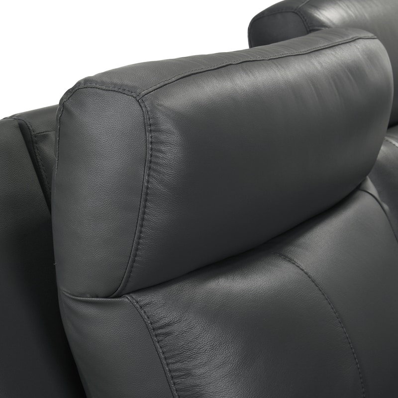 Furniture of America Joren Modern FSC Certified Leather Match Power Recline Sectional with Console and USB Port