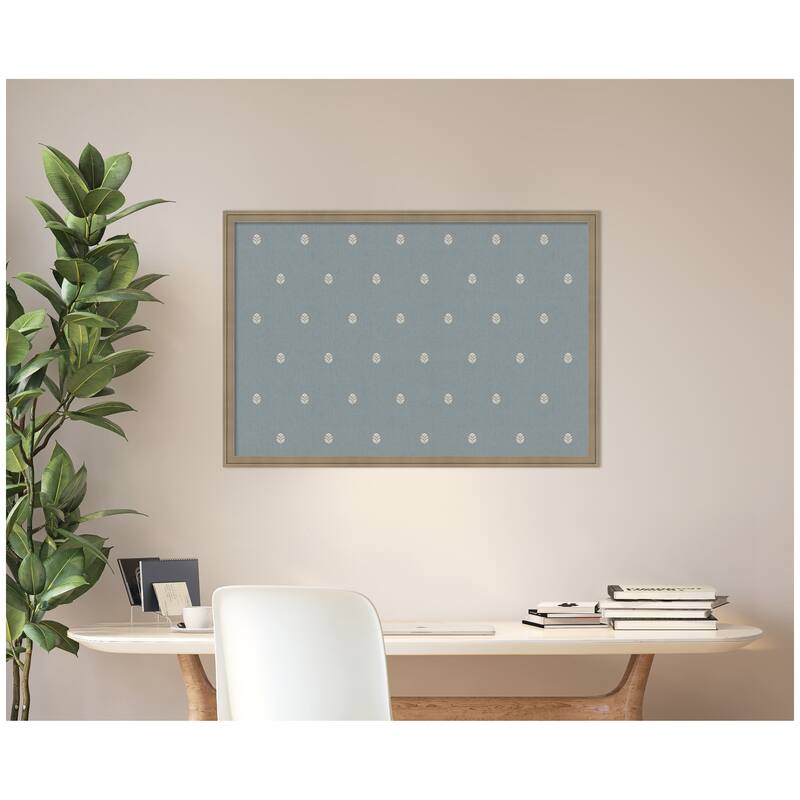 Kate and Laurel Pinboard Blue Botanical Block Print