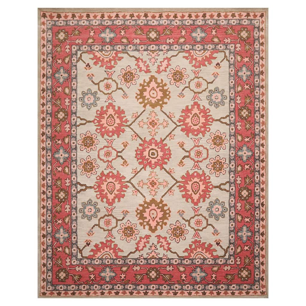 Hand Tufted 100% Wool Arts & Craft Oriental Area Rug Beige Color