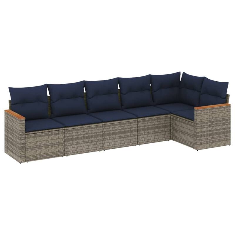 vidaXL Patio Sofa Set with Cushions Outdoor Conversation Furniture Poly Rattan - 24.4x 24.4x 27.2