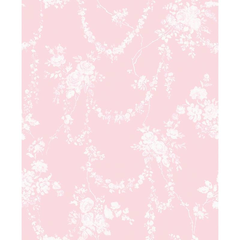 LoveShackFancy Chandelier Gates Easter Pink Floral Drape Wallpaper