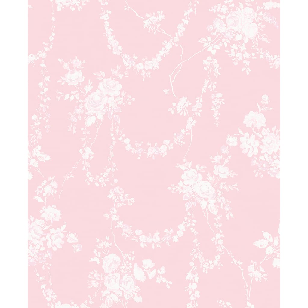 LoveShackFancy Chandelier Gates Easter Pink Floral Drape Wallpaper