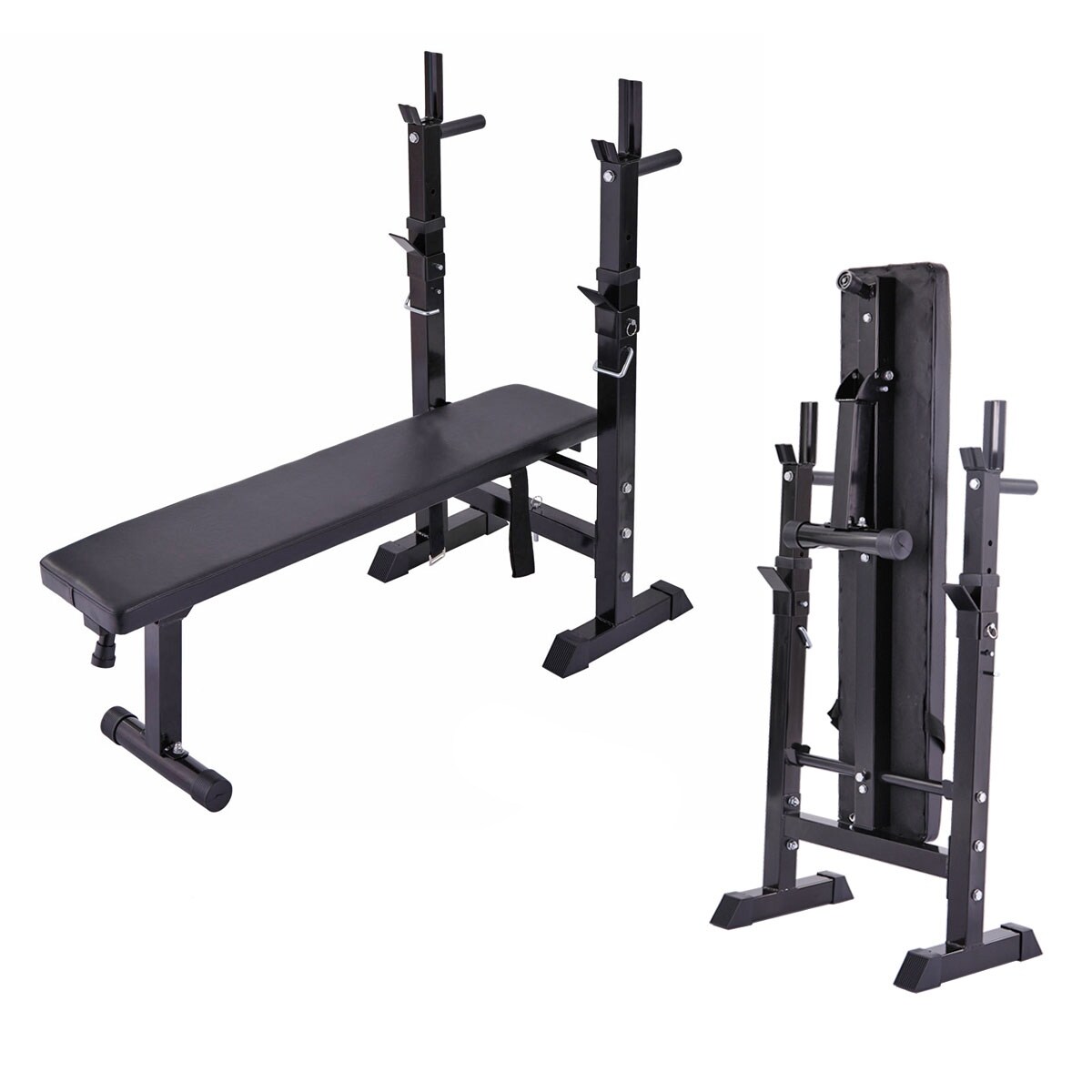 Adjustable Multifunctional Workout Station with Folding Bench and Squat Rack Black Bed Bath Beyond 40126153