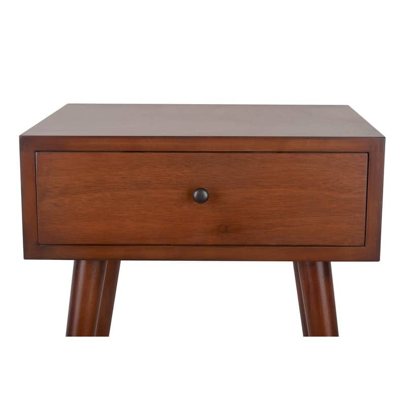 Mid Century 1-Drawer Wood Side Table