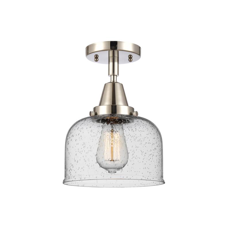 Innovations Lighting Caden Bell - 1 Light 8" Flush Mount - Polished Nickel/Seedy