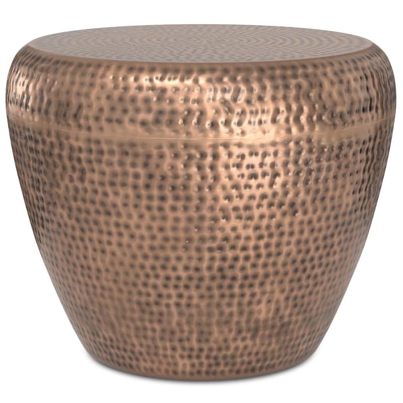 WYNDENHALL Lerner Modern Industrial 22 inch Wide Metal Side Table in Antique, Fully Assembled