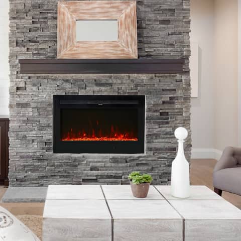 Kinbor 36" Electric Fireplace in-Wall Recessed and Wall Mounted, 750/1500w Fireplace Heater with Remote Control, 12 Flame Color