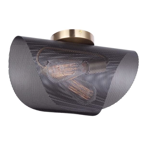 slide 1 of 1, Canarm IFM1131A15 Huxlee 2 Light 15" Wide Flush Mount Ceiling Fixture Black / Gold