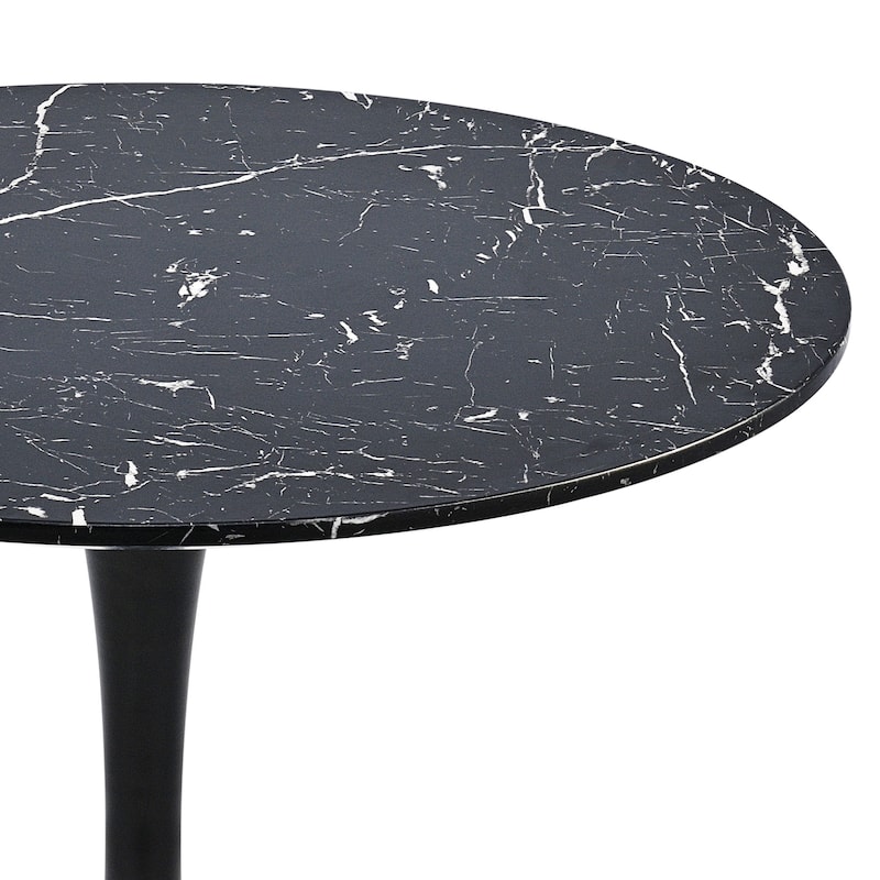 31.5-inch Pedestal Dining Table with Marble Accent Tabletop