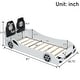 preview thumbnail 4 of 26, Wood Race Car-Shaped Twin Size Platform Bed with LED and Upholstered Backrest