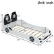 preview thumbnail 18 of 26, Wood Twin Size Race Car Platform Kids Bed Frame with LED Lights, Upholstered Backrest and Safety Rails for Bedroom, Blue