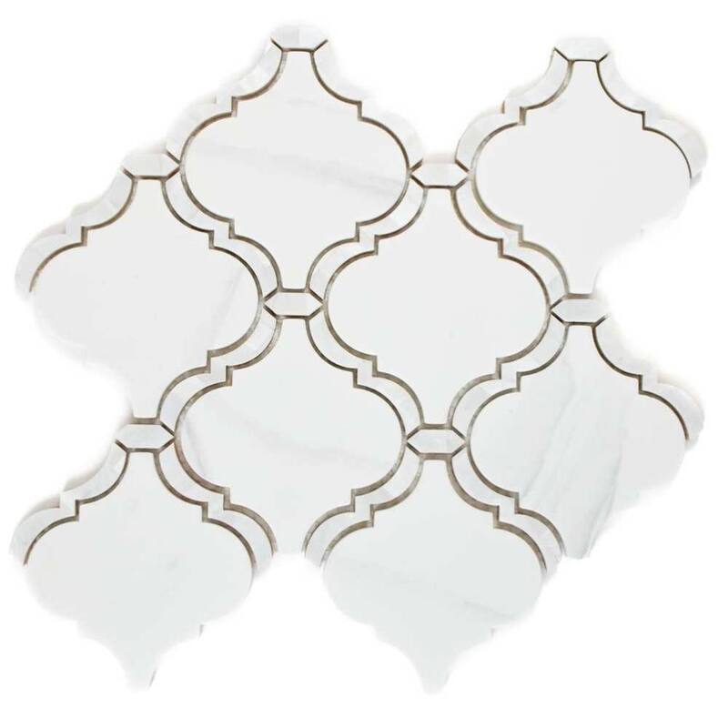 Tahitian Pearl 14in x 14.5in Glass Mosaic Backsplash Wall Tile