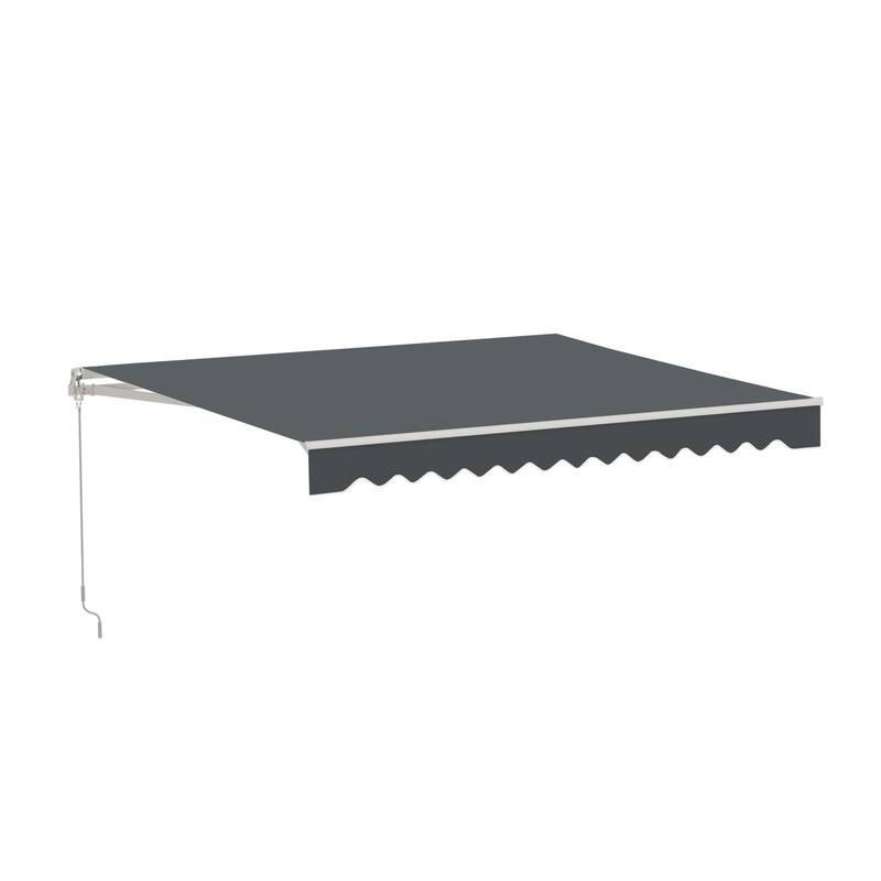 ALEKO Caribbean Manual Retractable Patio Awning - White Frame - Charcoal Gray - 12 x 10 Feet