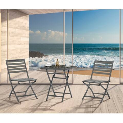 Modern outdoor plastic wood folding table and chair,Garden Furniture 3PCS (2 Chairs+1 table)